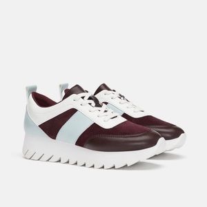 Zara contrasting maroon blue chunky platform sneakers size 39/ 8- 8.5